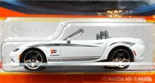 Load image into Gallery viewer, Matchbox 2022 &#39;15 Mazda MX-5 Miata White #61/100 MBX Showroom New Long Card
