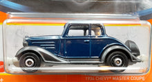 Load image into Gallery viewer, Matchbox 2022 1934 Chevy Master Coupe Dark Blue MBX Showroom #71 New Long Card
