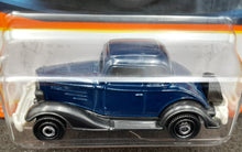 Load image into Gallery viewer, Matchbox 2022 1934 Chevy Master Coupe Dark Blue MBX Showroom #71 New Long Card
