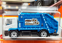 Load image into Gallery viewer, Matchbox 2022 Garbage King White/Blue #74 MBX Metro New Long Card
