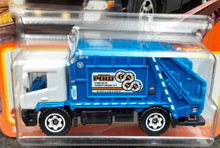 Load image into Gallery viewer, Matchbox 2022 Garbage King White/Blue #74 MBX Metro New Long Card
