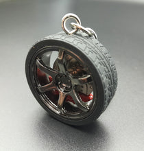 Load image into Gallery viewer, Key Ring/Chain - Explorafind 6 Spoke Dark Alloy Rim with Brake Disc
