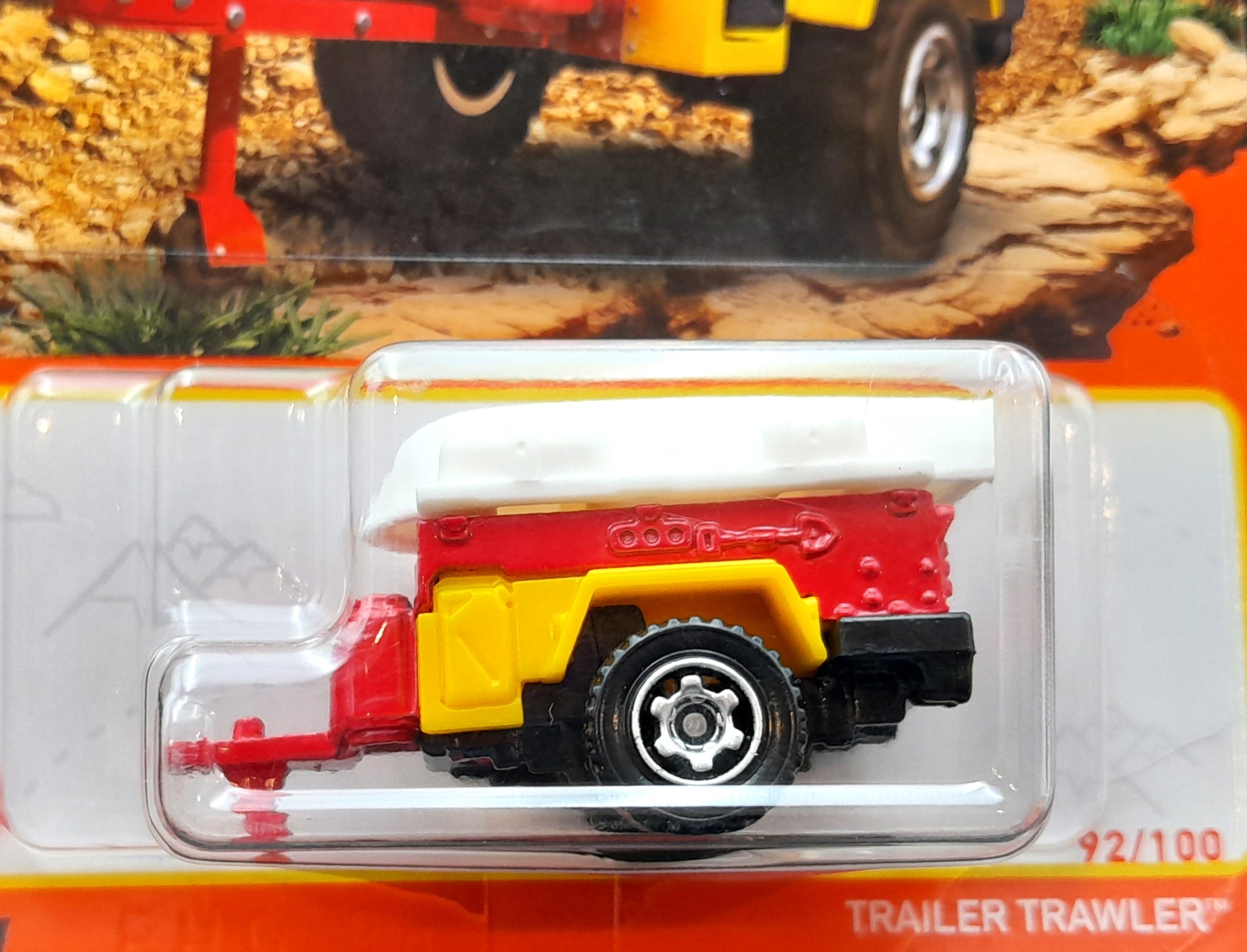 Matchbox Trailer Trawler Rot – Detaillierter Camper Mit Rückleuchten & Aufklebern, Maßstab 1:64