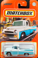 Load image into Gallery viewer, Matchbox 2022 1957 Dodge Sweptside Pickup White/Blue MBX Metro #68 New Long Card
