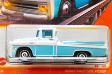 Load image into Gallery viewer, Matchbox 2022 1957 Dodge Sweptside Pickup White/Blue MBX Metro #68 New Long Card
