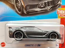 Load image into Gallery viewer, Hot Wheels 2023 Corvette C7 Z06 Dark Grey #193 Then and Now 1/10 New Long Card
