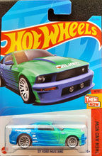 Load image into Gallery viewer, Hot Wheels 2023 &#39;07 Ford Mustang Blue #205 Then and Now 4/10 New Long Card
