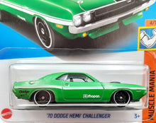 Load image into Gallery viewer, Hot Wheels 2023 &#39;70 Dodge Hemi Challenger Green #123 Muscle Mania 4/10 New Long Card
