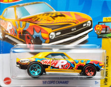 Load image into Gallery viewer, Hot Wheels 2023 &#39;68 Copo Camaro Yellow #63 HW Art Cars 5/10 New
