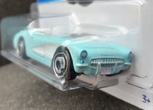 Load image into Gallery viewer, Hot Wheels 2023 1956 Corvette Baby Blue #183 HW Screen Time 9/10 New Long Card
