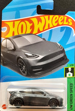 Load image into Gallery viewer, Hot Wheels 2023 Tesla Model Y Midnight Silver #37 HW Green Speed 1/10 New Long Card
