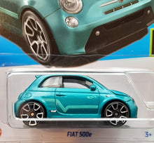 Load image into Gallery viewer, Hot Wheels 2023 Fiat 500e Teal #144 HW Green Speed 8/10 New Long Card
