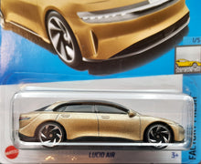 Load image into Gallery viewer, Hot Wheels 2023 Lucid Air Gold #97 Factory Fresh 1/5 New Long Card
