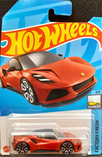 Load image into Gallery viewer, Hot Wheels 2023 Lotus Emira Red #121 Factory Fresh 3/5 New Long Card
