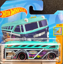 Load image into Gallery viewer, Hot Wheels 2023 Surfin&#39; School Bus Turquoise &amp; Dark Blue #24 Surf&#39;s Up 1/5 New
