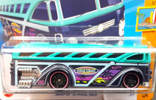 Load image into Gallery viewer, Hot Wheels 2023 Surfin&#39; School Bus Turquoise &amp; Dark Blue #24 Surf&#39;s Up 1/5 New
