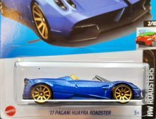 Load image into Gallery viewer, Hot Wheels 2023 &#39;17 Pagani Huayra Roadster #13 Blue HW Roadsters 2/10 New Long Card
