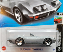 Load image into Gallery viewer, Hot Wheels 2023 &#39;72 Stingray Convertible SIlver #132 HW Roadsters 8/10 New Long Card
