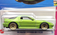 Load image into Gallery viewer, Hot Wheels 2023 &#39;89 Mazda Savanna RX-7 FC3S Lime Green #51 HW: The &#39;80s 4/10 New
