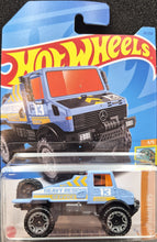 Load image into Gallery viewer, Hot Wheels 2023 Mercedes-Benz Unimog 1300L Light Blue #61 HW Haulers 4/5 New Long Card
