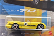 Load image into Gallery viewer, Hot Wheels 2023 &#39;55 Corvette Yellow Corvette 70 Series 1/8 New Long Card
