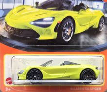 Load image into Gallery viewer, Matchbox 2022 McLaren 720S Spider Lime MBX Showroom #3 New Long Card
