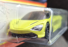 Load image into Gallery viewer, Matchbox 2022 McLaren 720S Spider Lime MBX Showroom #3 New Long Card
