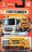 Load image into Gallery viewer, Matchbox 2023 Garbage King Grey/Yellow #61 MBX Metro New Long Card
