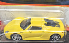 Load image into Gallery viewer, Matchbox 2023 Porsche 918 Spyder Yellow #77 MBX Showroom New Long Card
