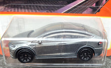Load image into Gallery viewer, Matchbox 2023 Tesla Model X Grey #90/100 MBX Metro New Long Card
