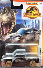 Load image into Gallery viewer, Matchbox 2022 &#39;15 Chevy Silverado Black Jurassic World Dominion New Long Card
