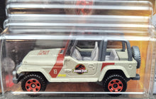 Load image into Gallery viewer, Matchbox 2022 &#39;93 Jeep Wrangler #18 Matte Sand Jurassic World Dominion New Long Card
