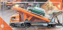 Load image into Gallery viewer, Matchbox 2020 MBX Cabover &amp; Auto Transport Trailer &amp; 2011 Mini Countryman #7 New

