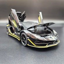 Load image into Gallery viewer, Explorafind 2023 Lamborghini Aventador SVJ 63 Black 1:24 Die Cast Car
