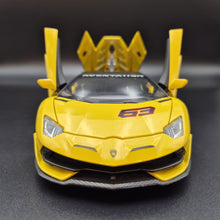 Load image into Gallery viewer, Explorafind 2023 Lamborghini Aventador SVJ 63 Yellow 1:24 Die Cast Car
