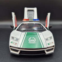 Load image into Gallery viewer, Explorafind 2023 Lamborghini Countach LPI 800-4 Dubai Police White 1:24 Die Cast Police Car
