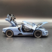 Load image into Gallery viewer, Explorafind 2019 McLaren Senna Blue/Grey 1:32 Die Cast Car
