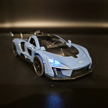 Load image into Gallery viewer, Explorafind 2019 McLaren Senna Blue/Grey 1:32 Die Cast Car
