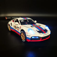 Load image into Gallery viewer, Explorafind 2019 Porsche 911 GT3 RSR White/Blue 1:32 Die Cast Car
