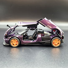 Load image into Gallery viewer, Explorafind 2018 Pagani Huayra Purple 1:32 Die Cast Car
