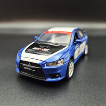 Load image into Gallery viewer, Explorafind 2015 Mitsubishi Lancer Evolution Blue 1:32 Die Cast Car
