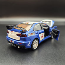 Load image into Gallery viewer, Explorafind 2015 Mitsubishi Lancer Evolution Blue 1:32 Die Cast Car
