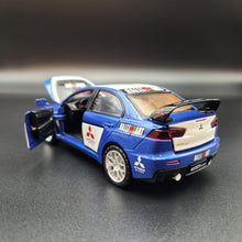 Load image into Gallery viewer, Explorafind 2015 Mitsubishi Lancer Evolution Blue 1:32 Die Cast Car
