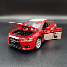 Load image into Gallery viewer, Explorafind 2015 Mitsubishi Lancer Evolution Red 1:32 Die Cast Car
