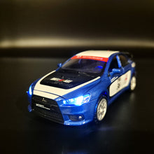 Load image into Gallery viewer, Explorafind 2015 Mitsubishi Lancer Evolution Blue 1:32 Die Cast Car
