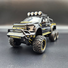 Load image into Gallery viewer, Explorafind 2023 Ford Raptor F-150 6x6 Black 1:24 Die Cast Pickup
