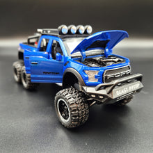 Load image into Gallery viewer, Explorafind 2023 Ford Raptor F-150 6x6 Blue 1:24 Die Cast Pickup
