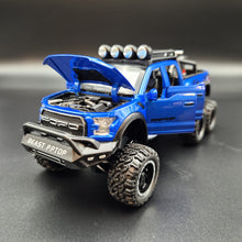 Load image into Gallery viewer, Explorafind 2023 Ford Raptor F-150 6x6 Blue 1:24 Die Cast Pickup
