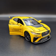 Load image into Gallery viewer, Explorafind 2019 Jaguar I-Pace e-Trophy Yellow 1:32 Die Cast Car
