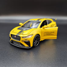 Load image into Gallery viewer, Explorafind 2019 Jaguar I-Pace e-Trophy Yellow 1:32 Die Cast Car
